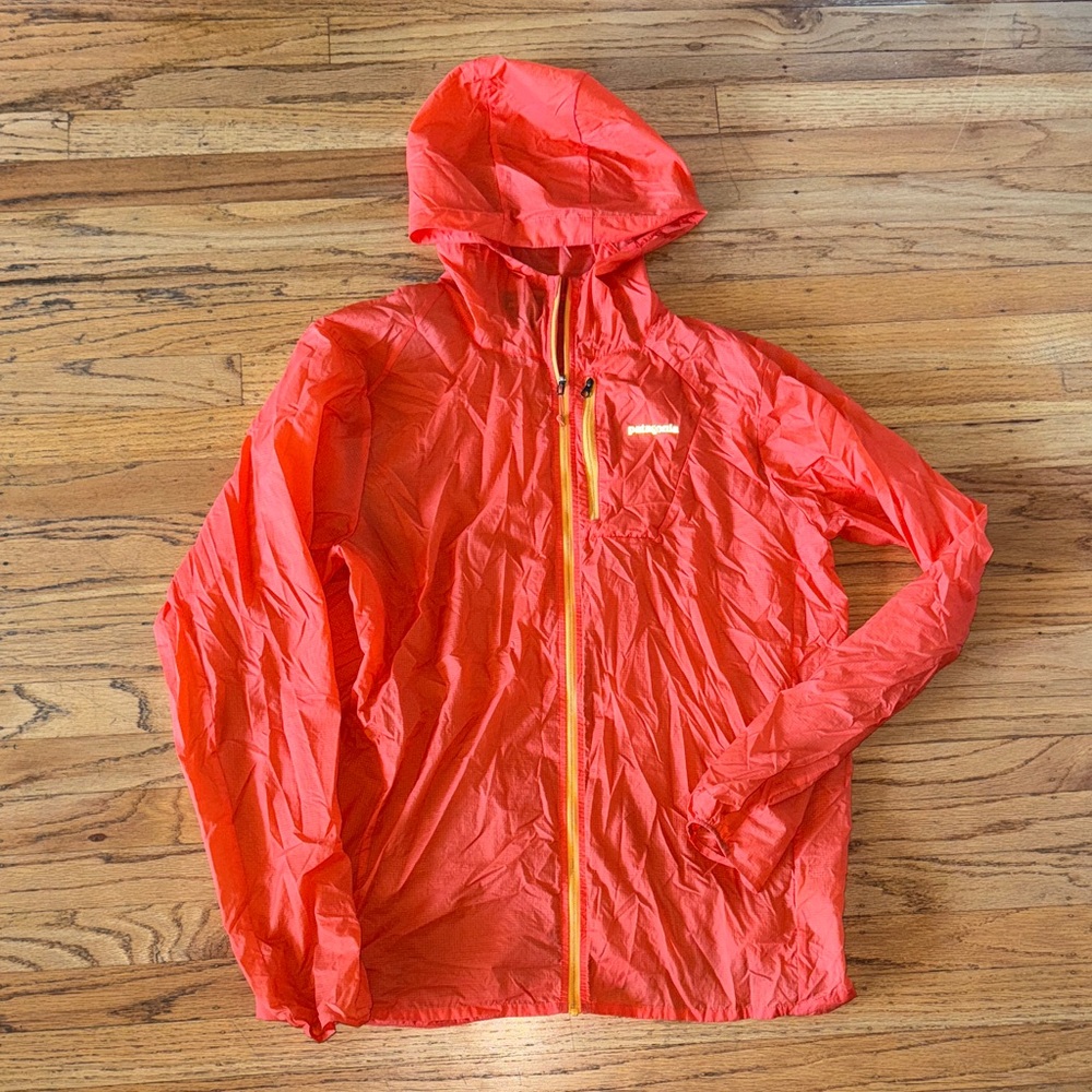 Patagonia Vibrant highlighter orange Jacket with Yellow Accents houdini packable